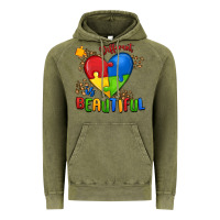 Vintage Olive different is beautiful autism Vintage Hoodie - MaliasSmallBusiness