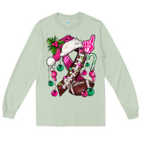 Matcha Pink Christmas Breast Cancer Ribbon Football Long Sleeve Tee - BundleAndBundleShop