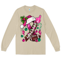 Mushroom Pink Christmas Breast Cancer Ribbon Football Long Sleeve Tee - BundleAndBundleShop