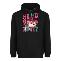 Black ho ho howdy santa pink christmas Heavyweight Hoodie - CowGirlArtShop
