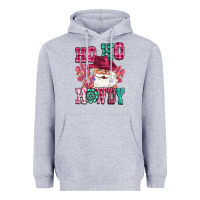 Heather Grey ho ho howdy santa pink christmas Heavyweight Hoodie - CowGirlArtShop