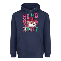 Navy ho ho howdy santa pink christmas Heavyweight Hoodie - CowGirlArtShop