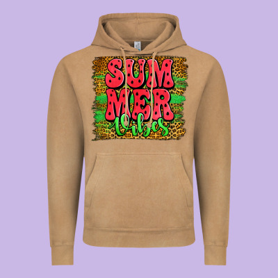 Summer Vibes Watermelon Leopard Background Vintage Hoodie Designed By Jasminsmagicworld