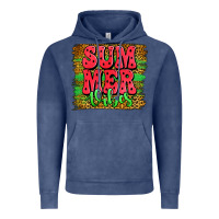 Vintage Denim summer vibes watermelon leopard background Vintage Hoodie - Jasminsmagicworld
