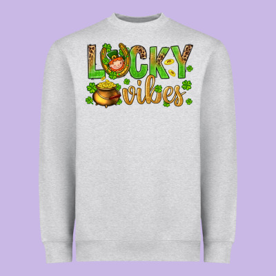 St. Patricks Day Lucky Vibes Heavyweight Sweatshirt Designed By Bundleandbundleshop
