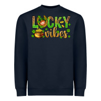 Navy St. Patricks day lucky vibes Heavyweight Sweatshirt - BundleAndBundleShop