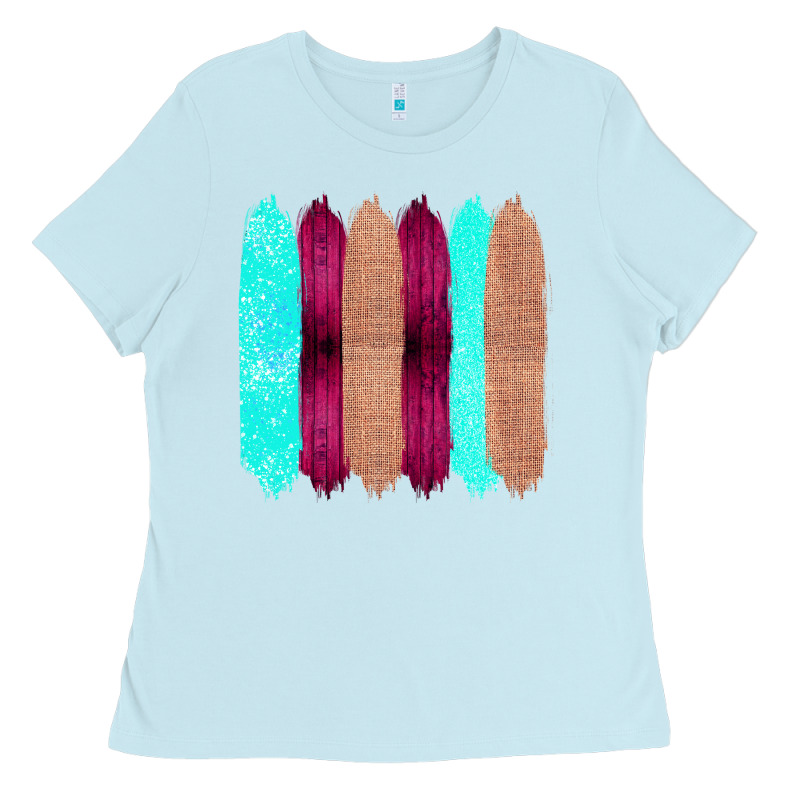 Colored Farm Life Purple Wood Jute Cyan Glitter Brush Strokes Ladies Tee by Bettercallsaul | Teevron