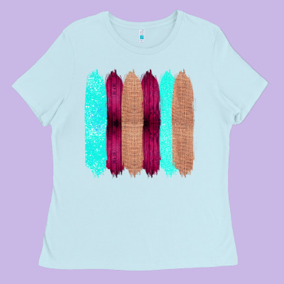 Colored Farm Life Purple Wood Jute Cyan Glitter Brush Strokes Ladies Tee Designed By Bettercallsaul