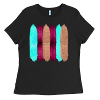Black Colored Farm Life Purple Wood Jute Cyan Glitter Brush Strokes Ladies Tee - Bettercallsaul