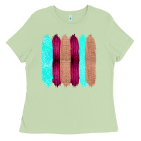 Matcha Colored Farm Life Purple Wood Jute Cyan Glitter Brush Strokes Ladies Tee - Bettercallsaul