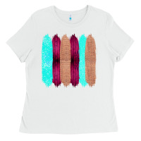 White Colored Farm Life Purple Wood Jute Cyan Glitter Brush Strokes Ladies Tee - Bettercallsaul
