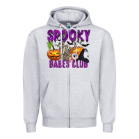 Heather Grey Spooky babes club Zipper Hoodie - texasbilliewilder