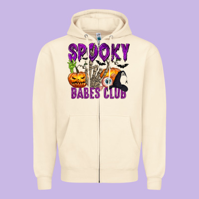 Spooky Babes Club Zipper Hoodie Designed By Texasbilliewilder