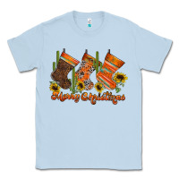 Dusty Blue western Christmas Classic Tee - CowhideDigitalArt