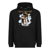 Black merry christmas snowman Heavyweight Hoodie - CowGirlArtShop