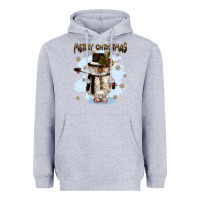 Heather Grey merry christmas snowman Heavyweight Hoodie - CowGirlArtShop