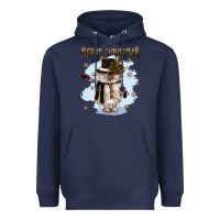 Navy merry christmas snowman Heavyweight Hoodie - CowGirlArtShop