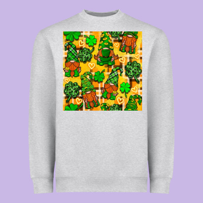 St. Patricks Gnomies Seamless Pattern Heavyweight Sweatshirt Designed By Bundleandbundleshop