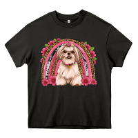 Asphalt shih tzu floral rainbow Heavy Core Tee - JahusDesignShop