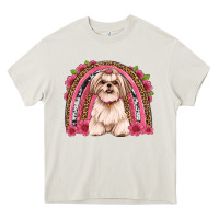 Cream shih tzu floral rainbow Heavy Core Tee - JahusDesignShop