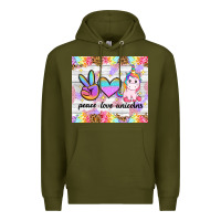 Army Green peace loeve unicorns Premium Hoodie - CowGirlArtShop