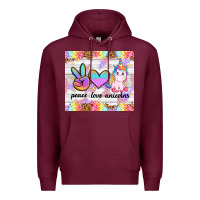 Burgundy peace loeve unicorns Premium Hoodie - CowGirlArtShop