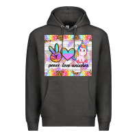 Charcoal Heather peace loeve unicorns Premium Hoodie - CowGirlArtShop