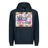Navy peace loeve unicorns Premium Hoodie - CowGirlArtShop