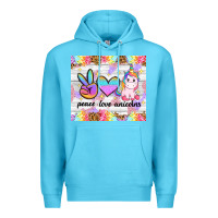 Ocean Blue peace loeve unicorns Premium Hoodie - CowGirlArtShop