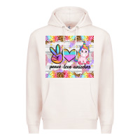 Pale Pink peace loeve unicorns Premium Hoodie - CowGirlArtShop