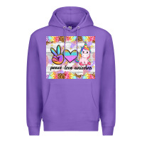 Purple peace loeve unicorns Premium Hoodie - CowGirlArtShop