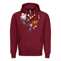 Burgundy love hallowen Zipper Hoodie - NancyCooperArtShop
