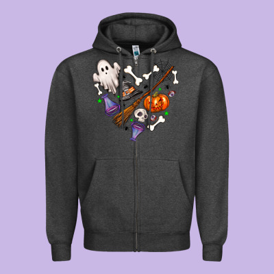 Love Hallowen Zipper Hoodie Designed By Nancycooperartshop