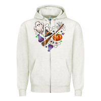 Oatmeal Heather love hallowen Zipper Hoodie - NancyCooperArtShop