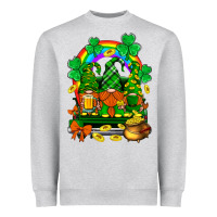 Heather Grey st. patricks gnomes truck with rainbow Heavyweight Sweatshirt - BundleAndBundleShop