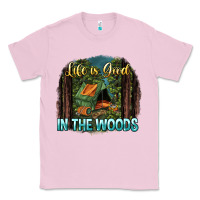 Bubblegum Pink life is good in the woods Classic Tee - NancyCooperArtShop