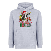 Heather Grey merry christmas heifer cow Heavyweight Hoodie - CowGirlArtShop