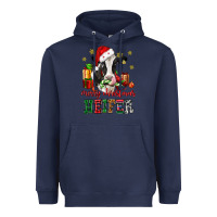 Navy merry christmas heifer cow Heavyweight Hoodie - CowGirlArtShop