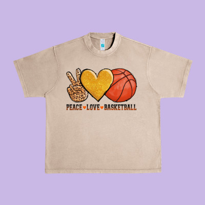 Peace Love Basketball Urban Heavy Tee Designed By Adodesignshop