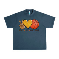 Midnight Navy peace love basketball Urban Heavy Tee - AdoDesignShop