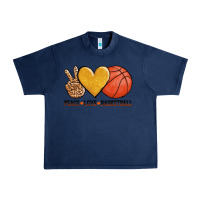 Navy peace love basketball Urban Heavy Tee - AdoDesignShop