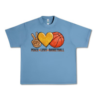 Pebble Blue peace love basketball Urban Heavy Tee - AdoDesignShop