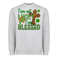 Heather Grey I Am Not Lucky I Am Blessed St. Patricks Heavyweight Sweatshirt - BundleAndBundleShop
