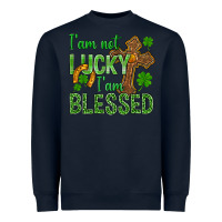 Navy I Am Not Lucky I Am Blessed St. Patricks Heavyweight Sweatshirt - BundleAndBundleShop