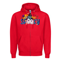 Red Stay Spooky Zipper Hoodie - texasbilliewilder