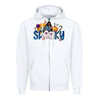 White Stay Spooky Zipper Hoodie - texasbilliewilder