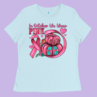 In October We Wear Pink Ladies Tee Designed By Jahusdesignshop