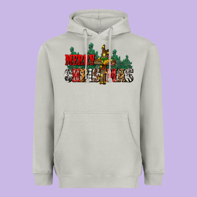 Merry Christmas  Cross Heavyweight Hoodie Designed By Cowgirlartshop