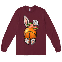 Burgundy Basketball Easter Bunny Long Sleeve Tee - BundleAndBundleShop