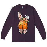 Plum Basketball Easter Bunny Long Sleeve Tee - BundleAndBundleShop